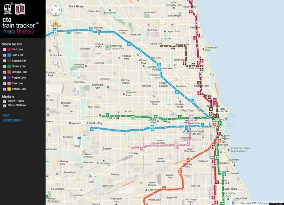 Chicago cta rongi kaart