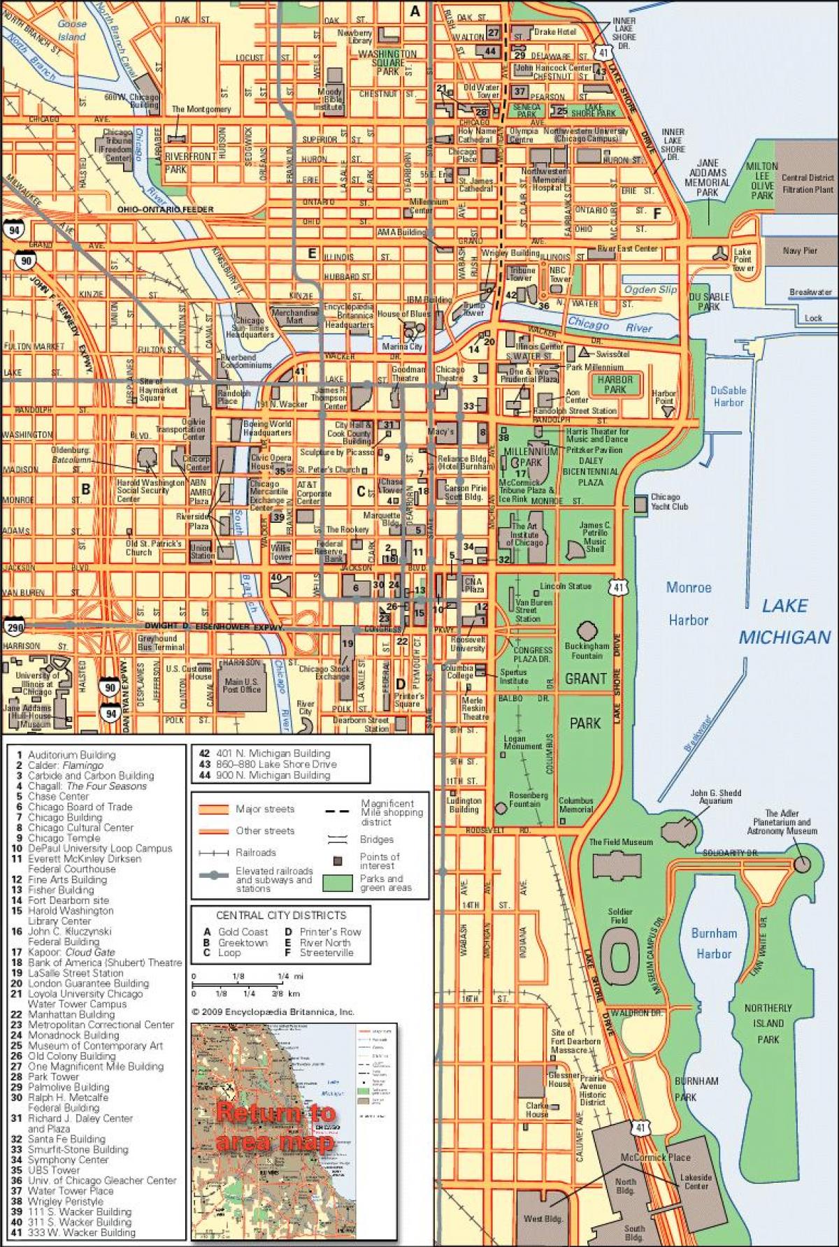kaart Chicago downtown