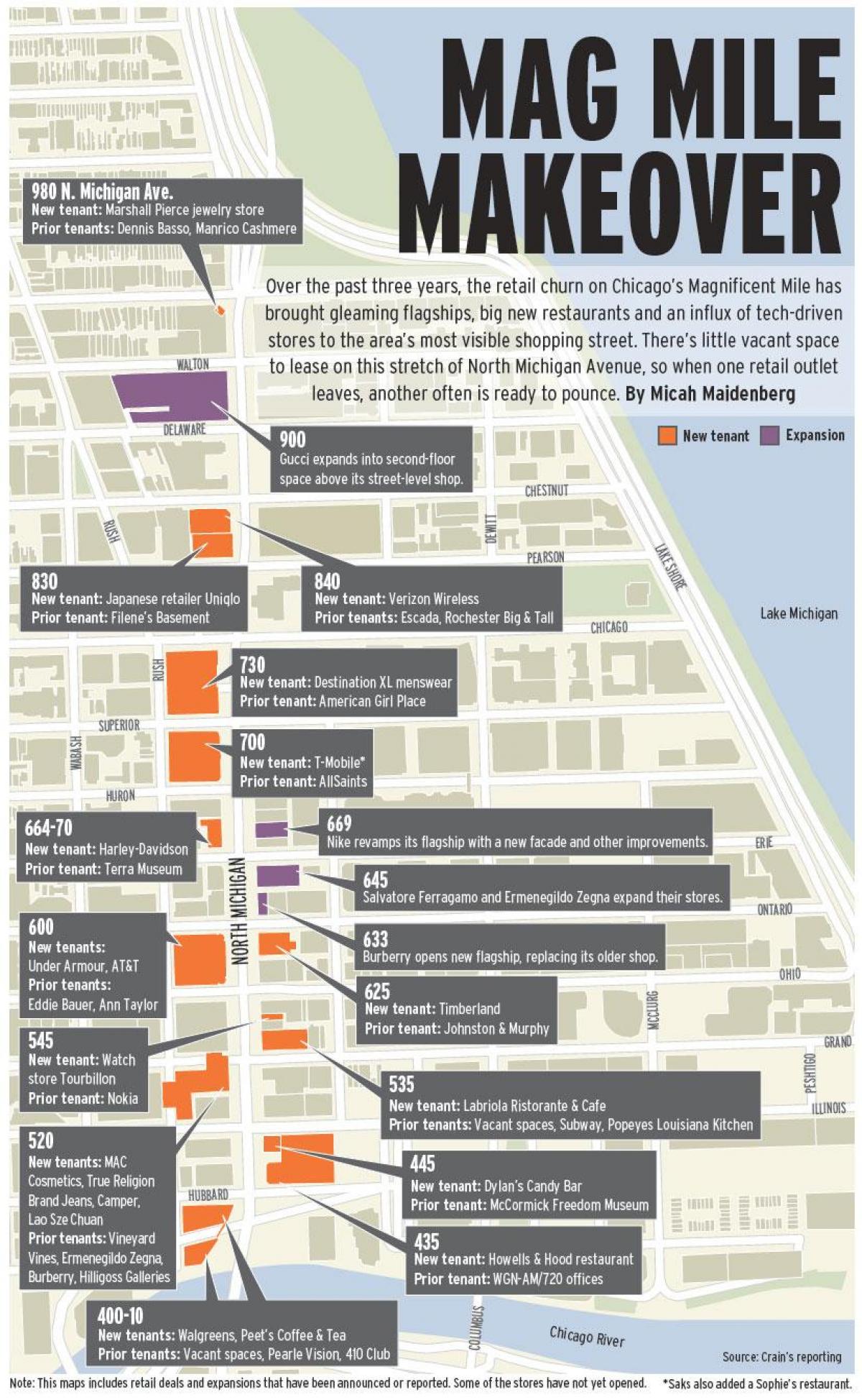 Chicago Magnificent Mile Map Magnificent Mile Chicago Kaart Ameerika