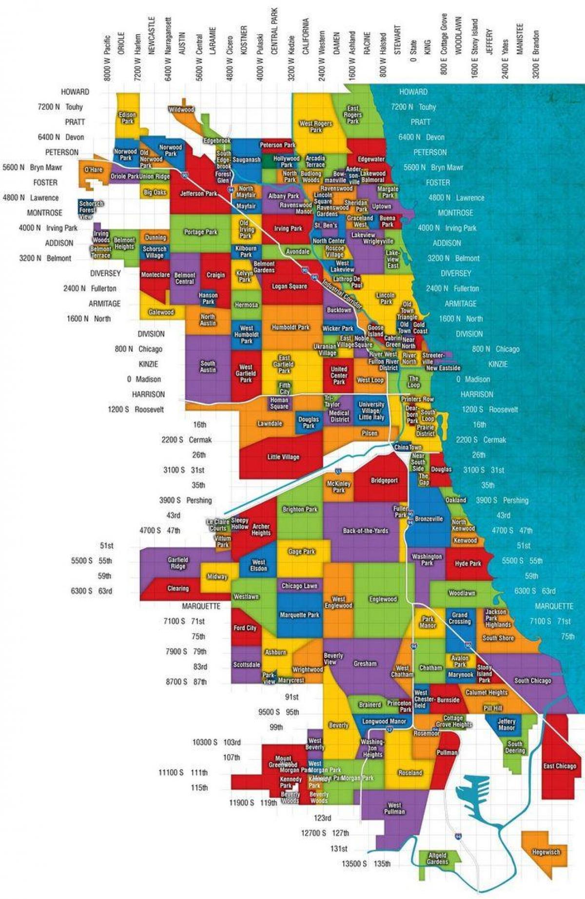 kaart Chicago ja äärelinnade