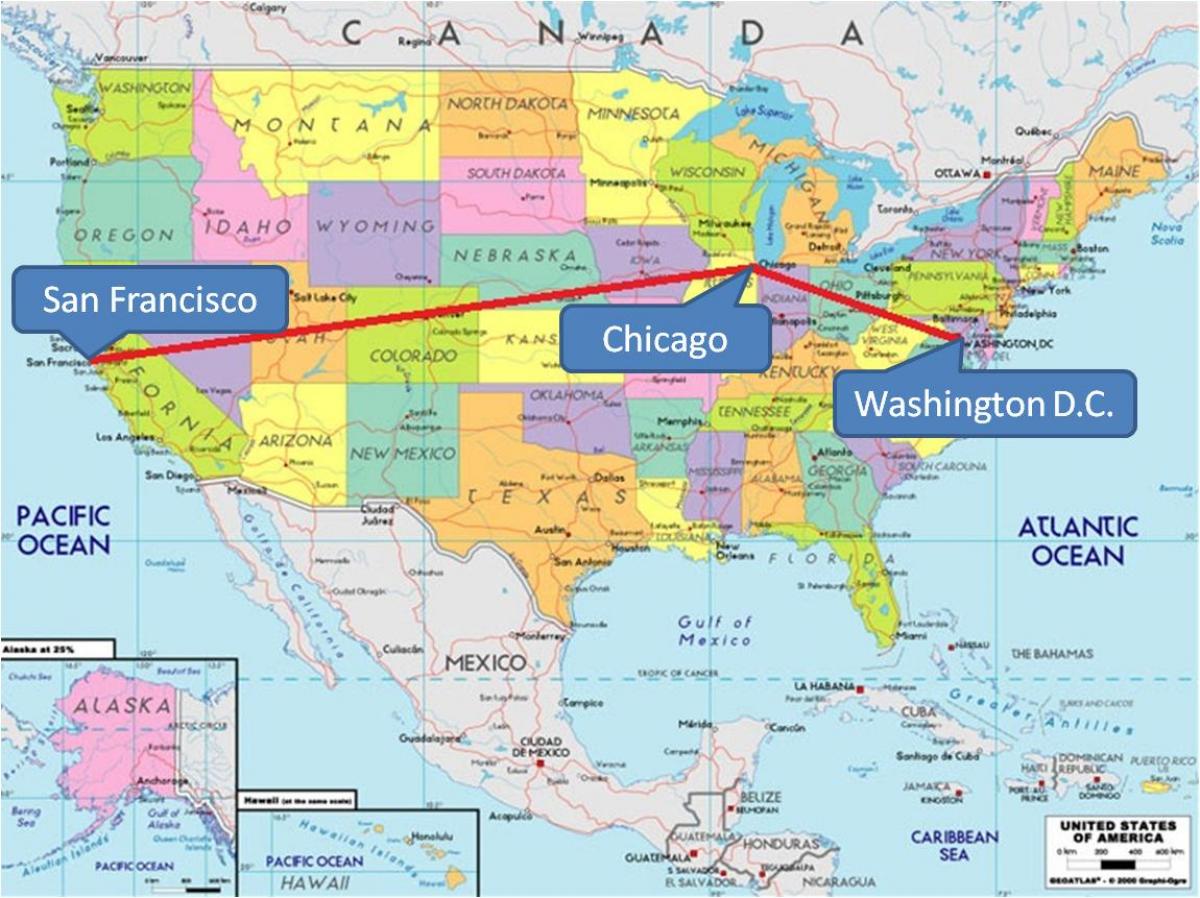 Chicago kohta USA kaart