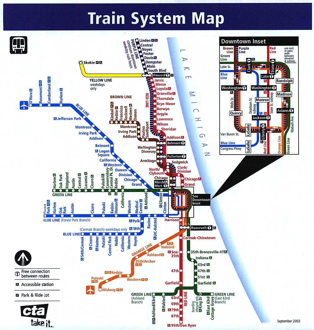 Chicago metro jooned kaardil