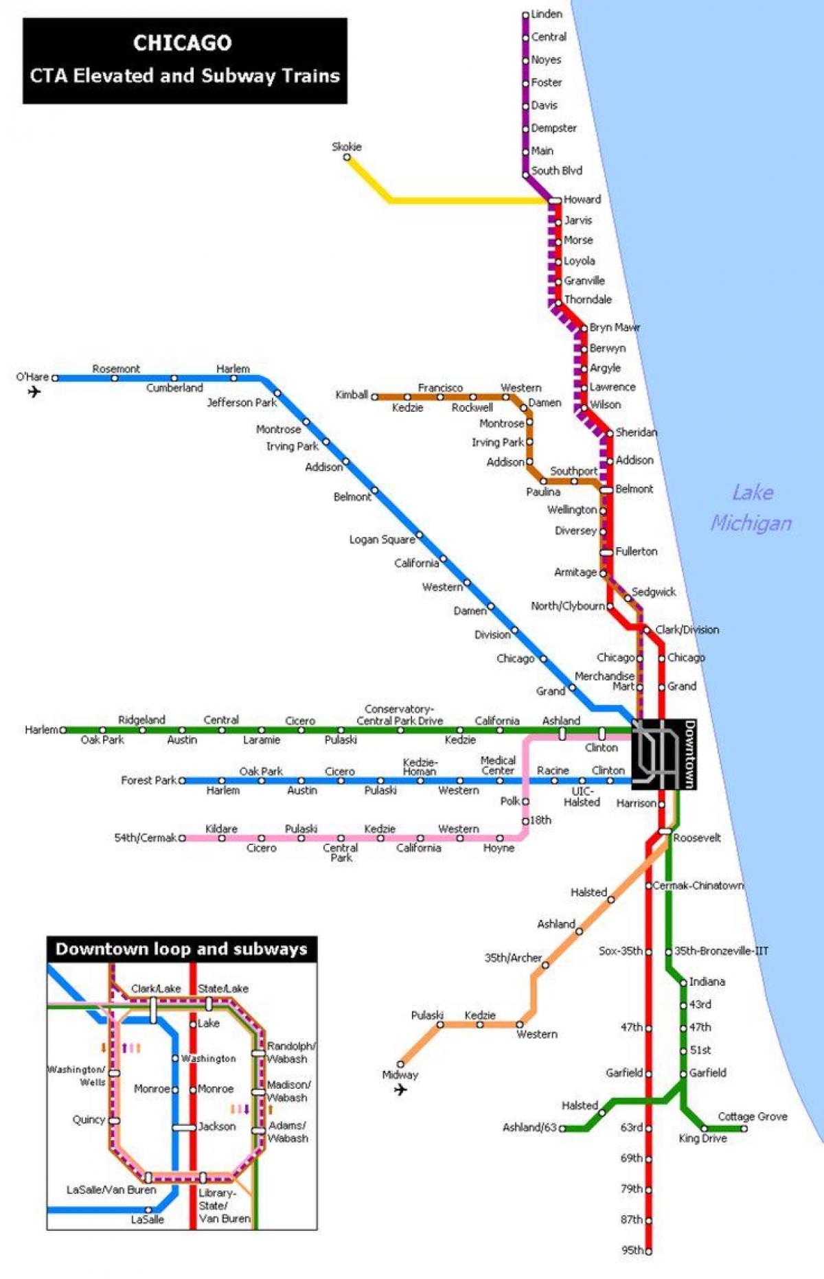 kaart Chicago metro