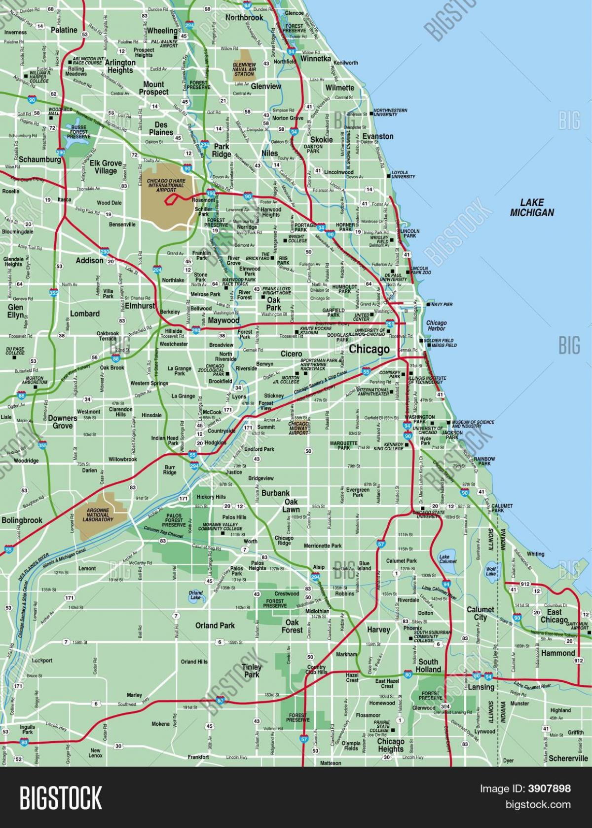 kaart Chicago piirkonnas