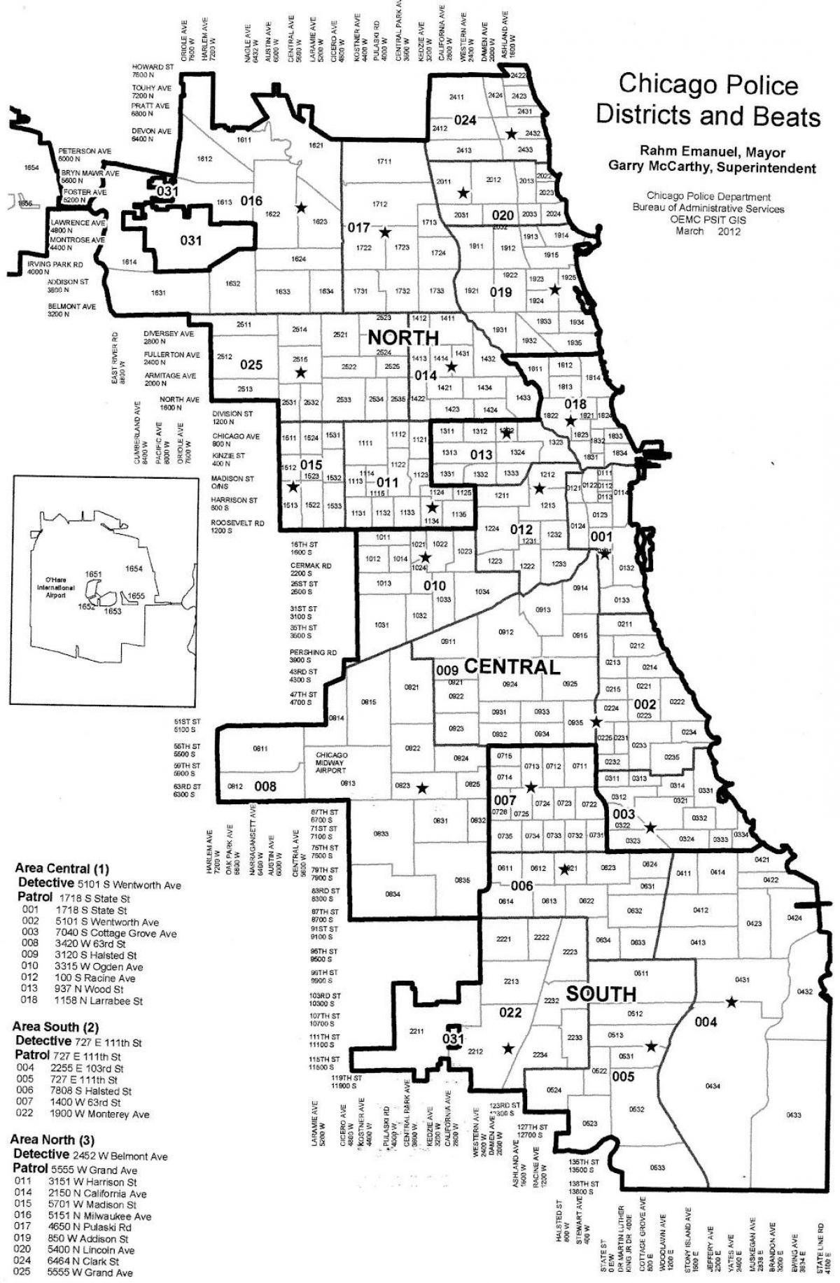 politsei linnaosade kaart Chicago