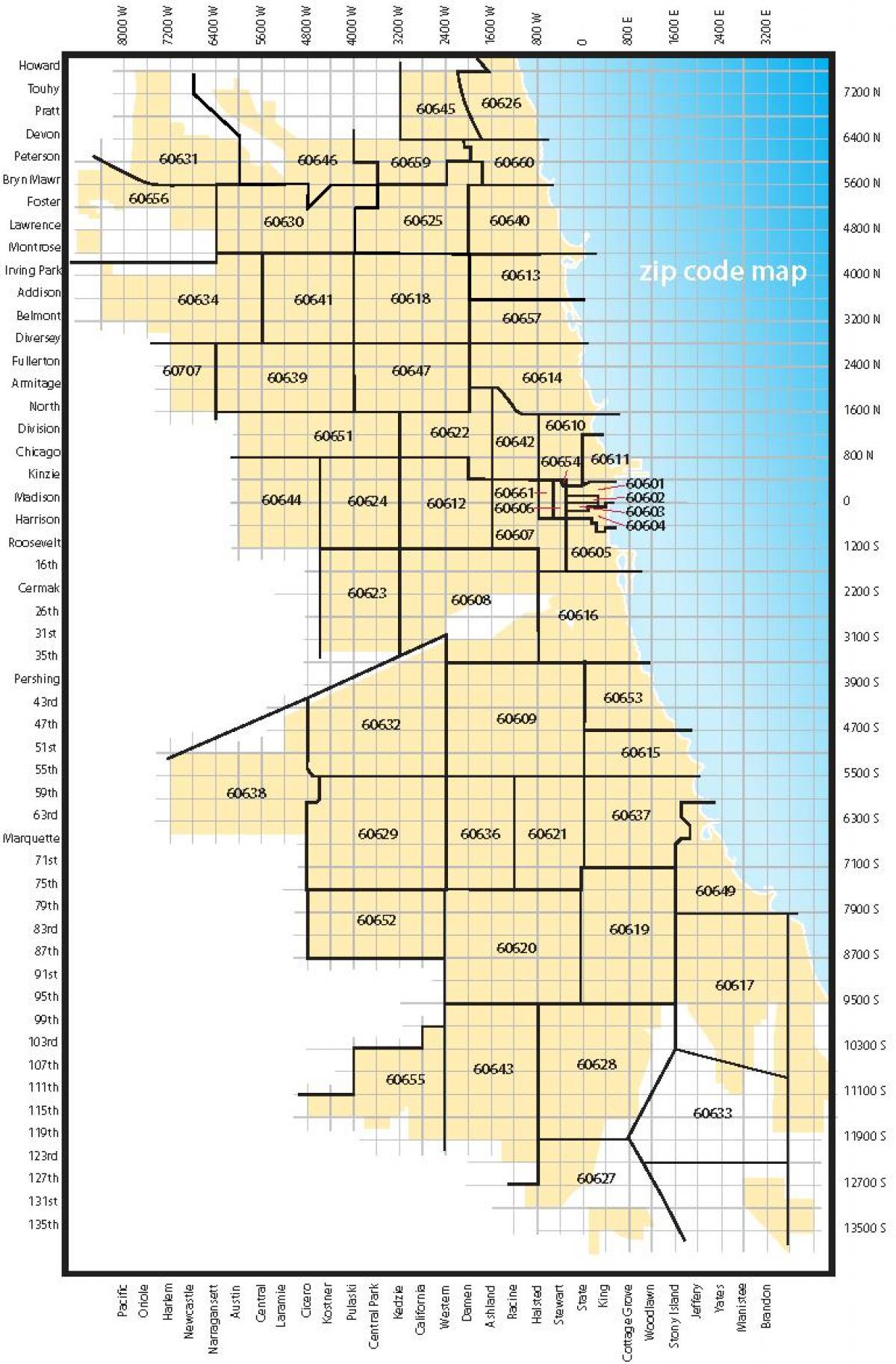 kaart Chicago zip-koodide