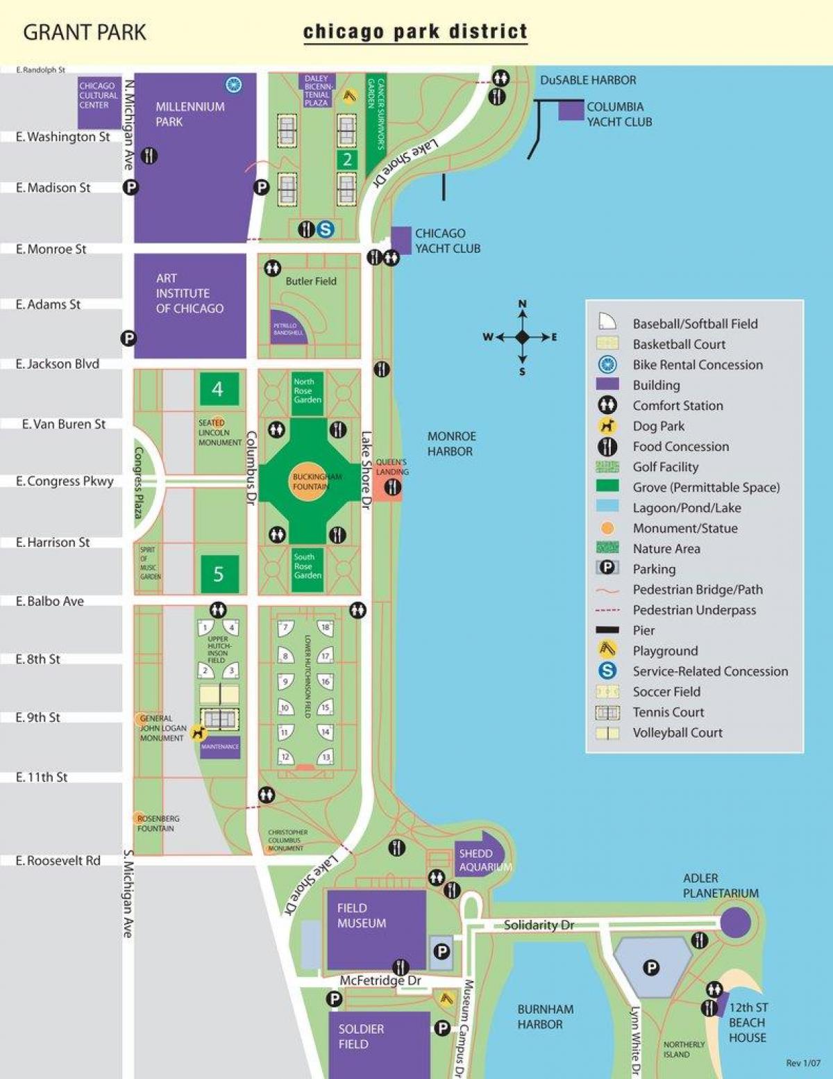 kaart grant park Chicago