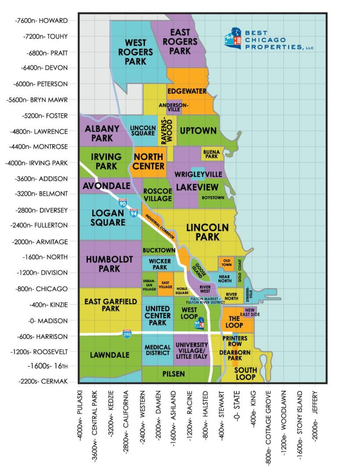 linnaosade Chicago kaart