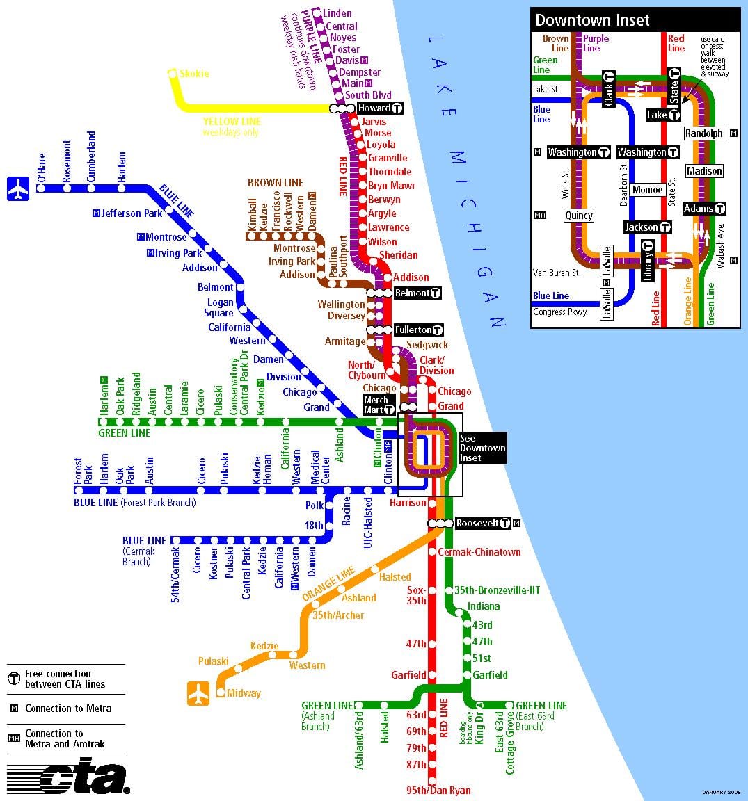 metroo Chicago kaart