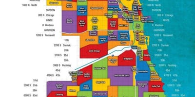 Chicago ja äärelinnas kaart