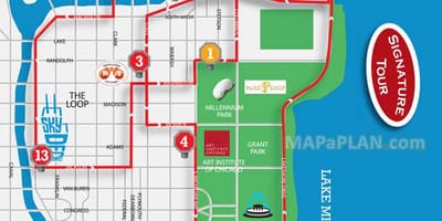 Chicago vaatamisväärsusi kaart