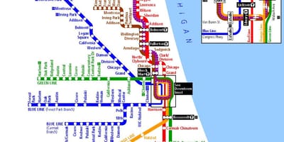 Metroo Chicago kaart